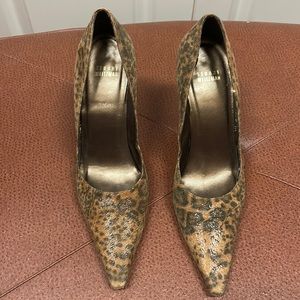 Stuart Weitzman suede animal print pump